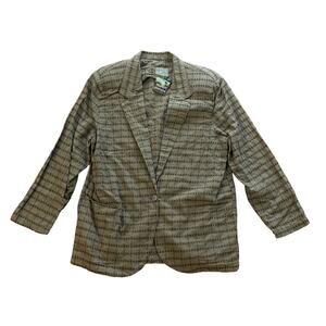 1990s Vintage Transportino Brown Black Plaid Cotton Oversize Blazer Size Medium
